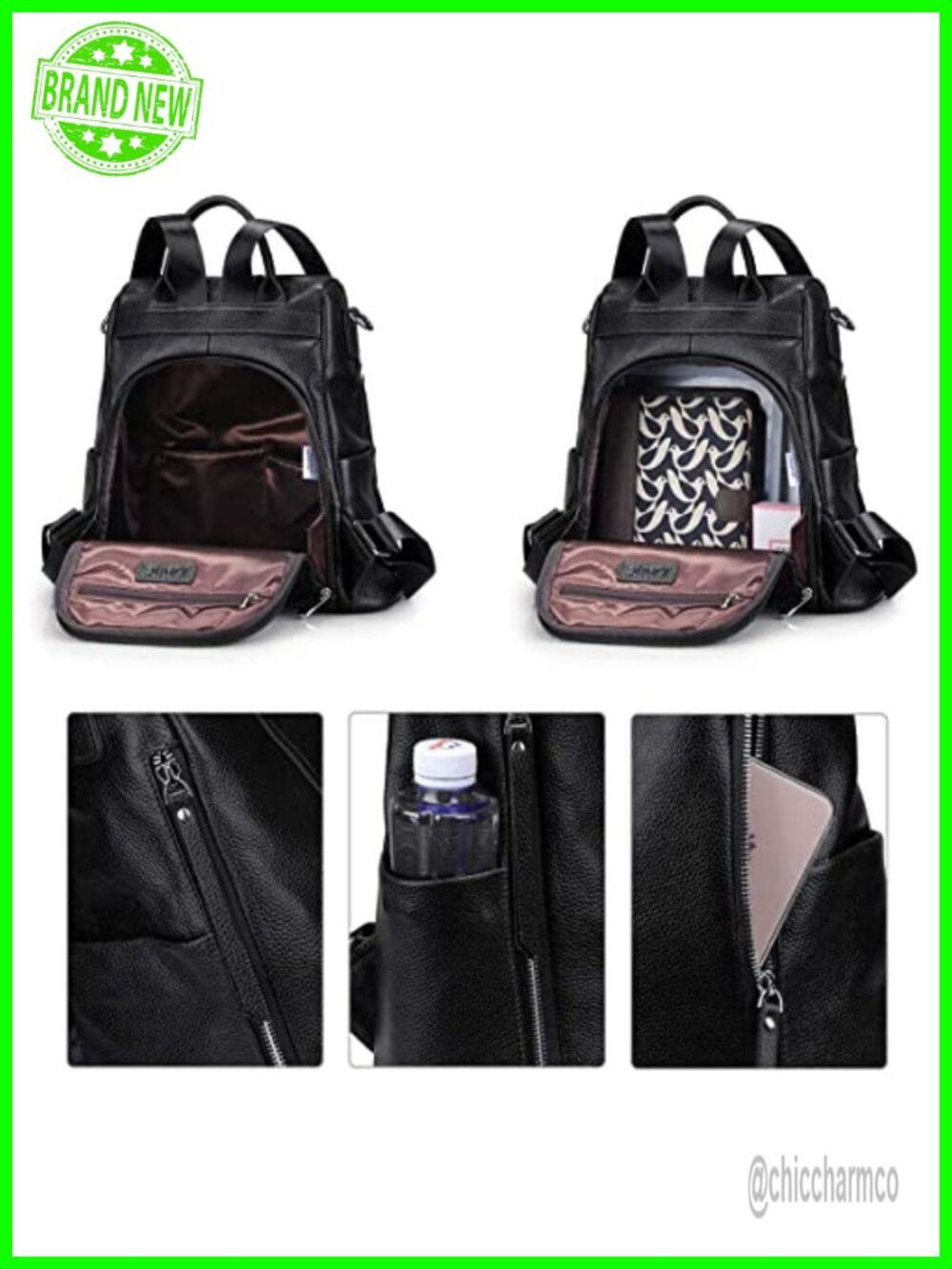 Genuine Leather Women's Backpack Rucksack Daypack With Tablet Pocket For Work View 2
